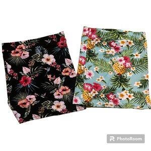 Doublju Bundle of two floral skirts stretch fit short mini skirt size medium